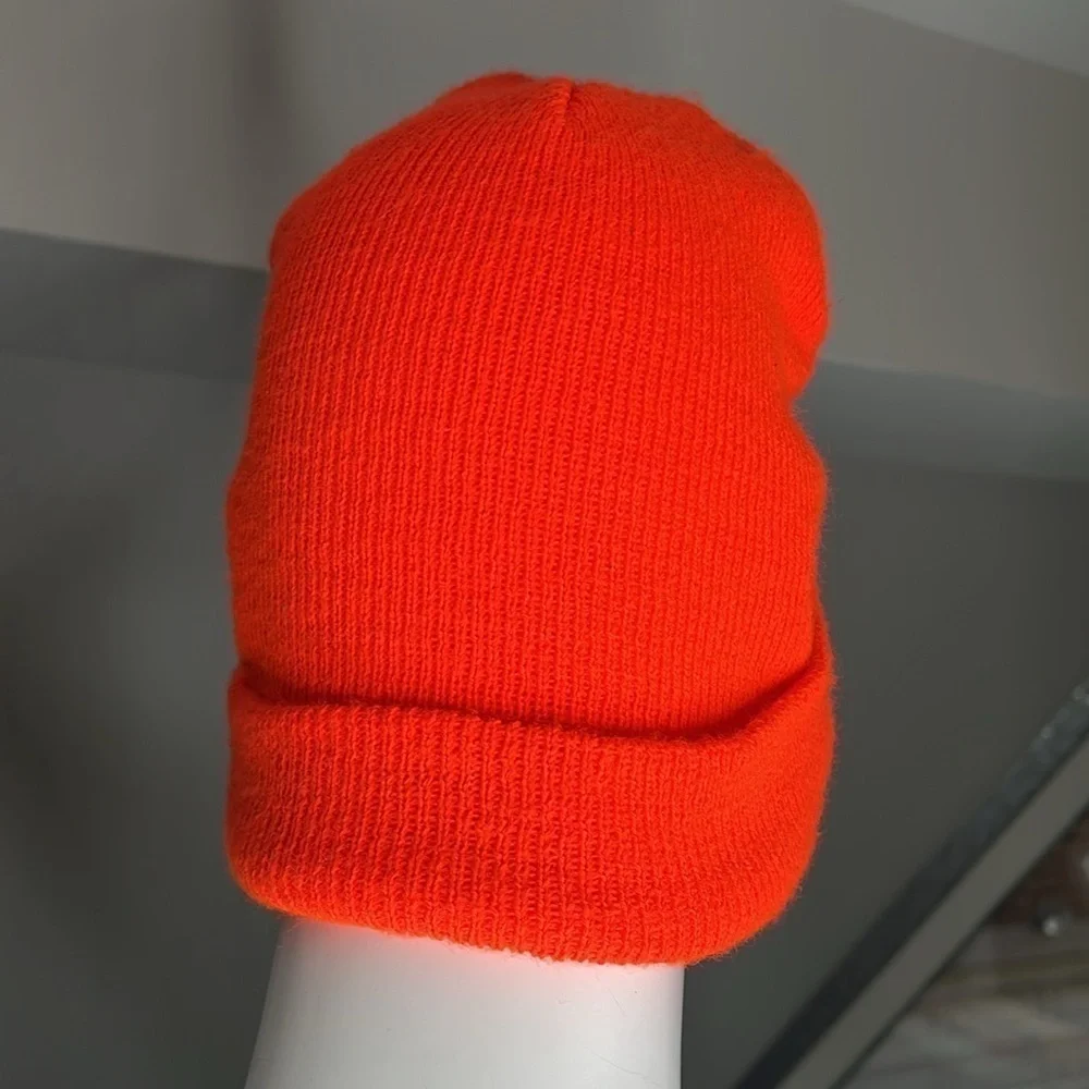 Carhartt Bright Neon Orange Ribbed Beanie Foldover Hat - One Size - unisex